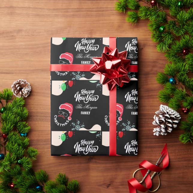 Papel De Regalo Partido de vacaciones de los navidades Rojo Negro (Regalo de vacaciones)