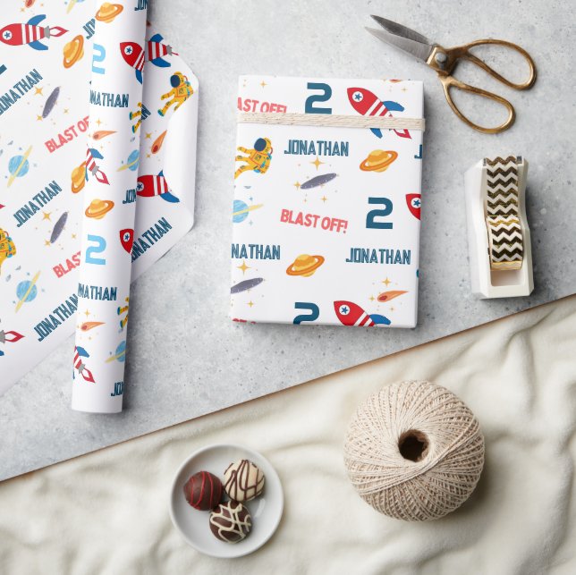 Papel De Regalo Partido del Primer Cumpleaños del Astronauta Espac (Artesanía)