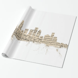 Papel De Regalo Partitura Citysca del horizonte de Los Ángeles