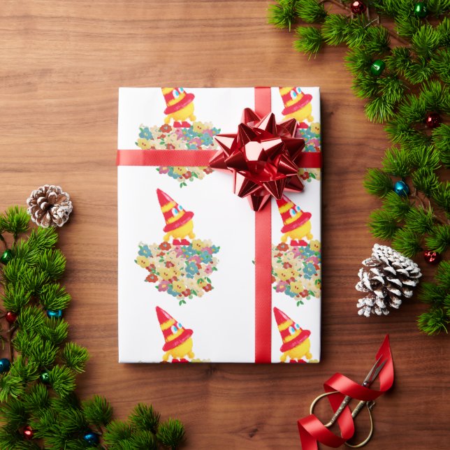 Papel De Regalo Party Hat Monster in the Garden (Regalo de vacaciones)