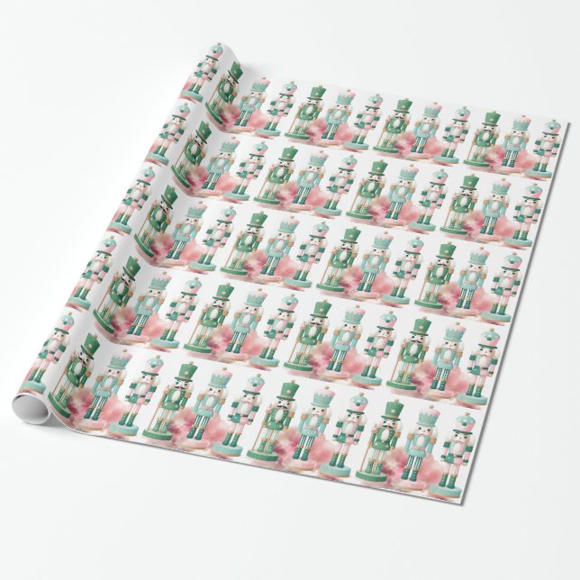 Papel De Regalo Pasado Encantado de Cascanueces con Fondo de Acuar (Desenrollado)