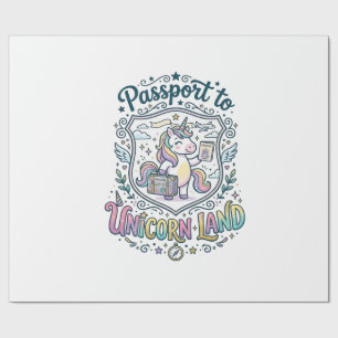 Papel De Regalo Pasaporte de Unicornio a Tierra de Unicornios Fond