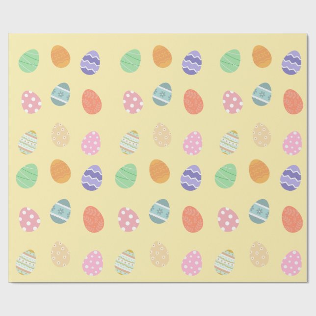 Papel De Regalo Pascua amarilla pastoral con huevos de Pascua (Superficie plana)