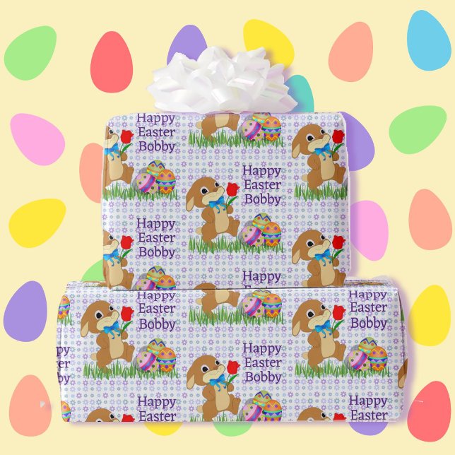 Papel De Regalo Pascua añade el nombre de un niño huevos de coneji (Subido por el creador)