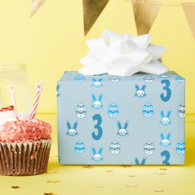Papel De Regalo Pascua Azul 3 cumpleaños (Fiesta de cumpleaños )