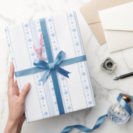 Papel De Regalo Pascua Azul Floral Acuarela Cabaña Editable 