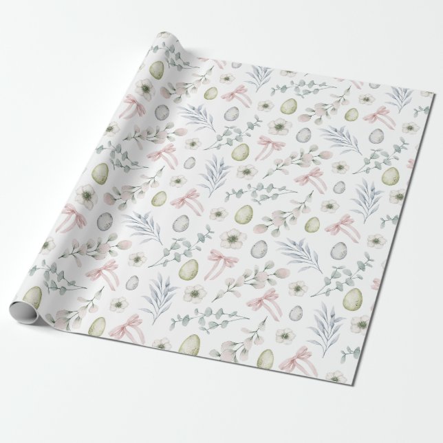 Papel De Regalo Pascua blanca estética (Desenrollado)