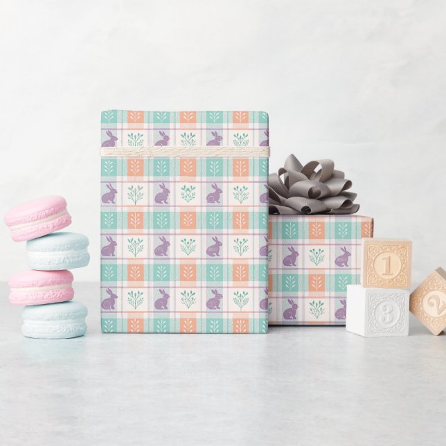 Papel De Regalo Pascua de cuadros escoceses   (Baby Shower)