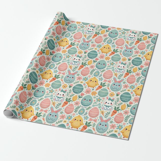 Papel De Regalo Pascua de Kawaii (Desenrollado)
