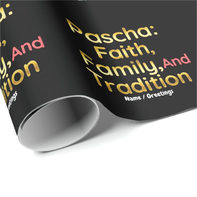 Papel De Regalo Pascua Fe Familia y Tradición Cristiana de Pascua (Esquina del rollo)