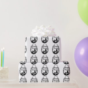 Papel De Regalo Pascua feliz de conejo negro y blanco
