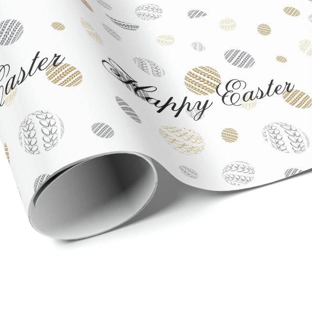 Papel De Regalo Pascua feliz perfecta, huevos (Esquina del rollo)