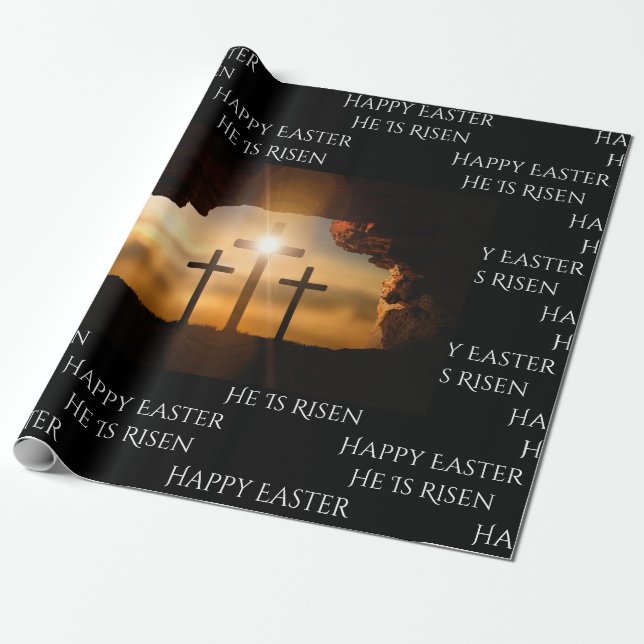Papel De Regalo Pascua se levanta _tres cruces (Desenrollado)