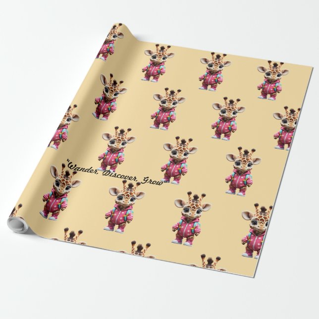 Papel De Regalo "Paseo de jirafa juguetón" (Desenrollado)