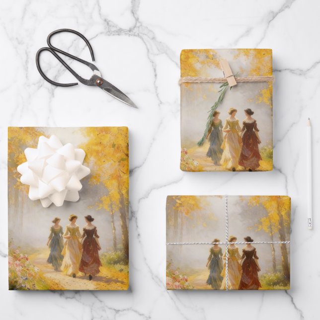 Papel de Regalo Paseo de Otoño Victoriano (Anverso)