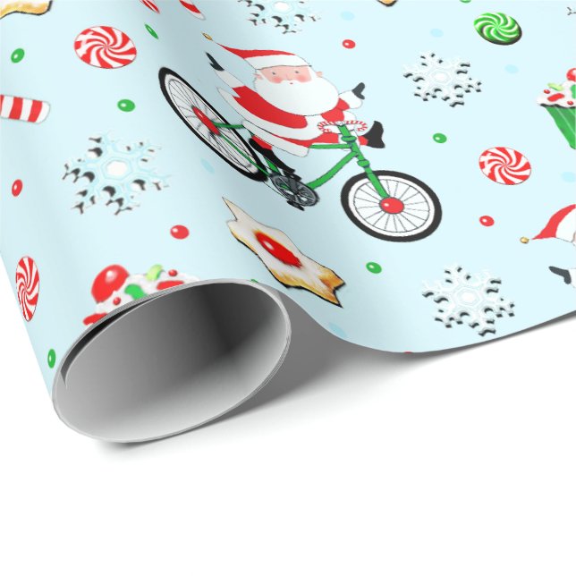 Papel De Regalo Paseo en bicicleta de Navidad (Esquina del rollo)