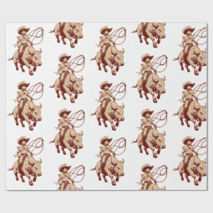 Papel De Regalo Paseo Occidental Antiguo Cabalgata Orgulloso Joven