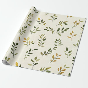 Papel De Regalo Paseo por el bosque Hojas y ramitas en tonos cálid