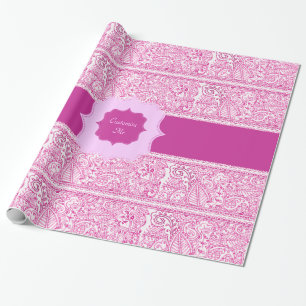 Papel De Regalo Pasión de Paisley - rosa (alheña) (monograma)