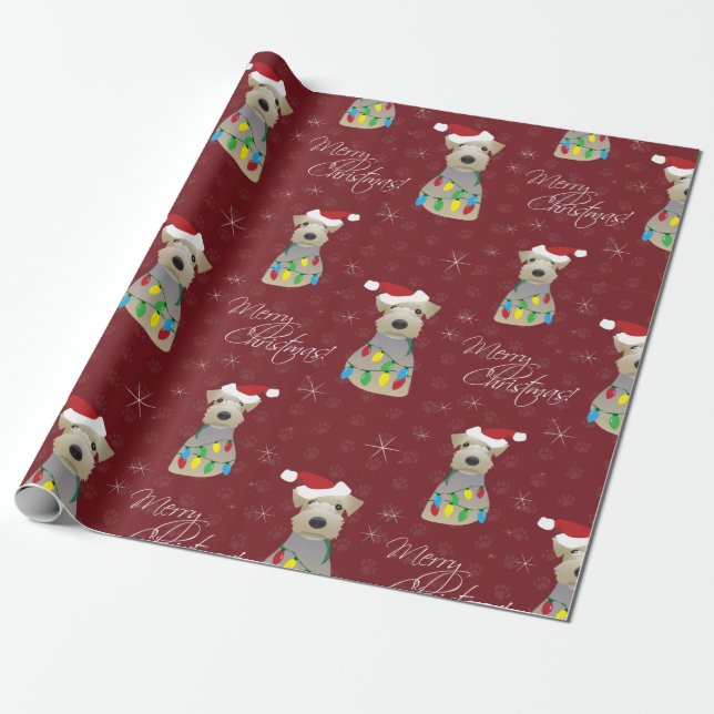 Papel De Regalo Pasta de miedo galés imprime Navidades rojos (Desenrollado)