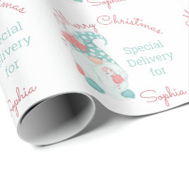 Papel De Regalo Pastel Adorable Feliz Navidad Gnomo con Nombre Per