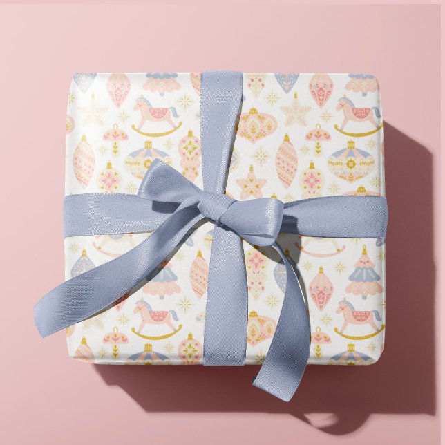 Papel De Regalo Pastel Arte Popular Árbol de Navidad Ornamentos Ni (Subido por el creador)