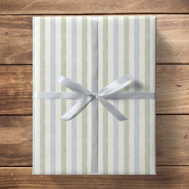 Papel De Regalo Pastel Azul Claro Verde Salvia Beige Raya Boho