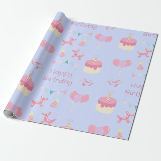 Papel De Regalo Pastel Birthday Celebration (Desenrollado)