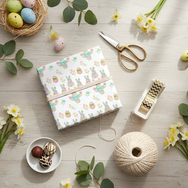 Papel De Regalo Pastel Bow Bunny Easter Pattern (Subido por el creador)