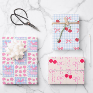 Papel de regalo pastel cereza coqueta lindo