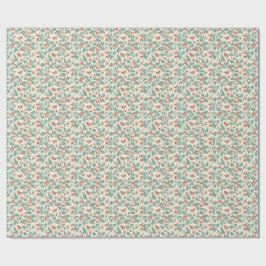 Papel De Regalo Pastel Christmas Holly & Winter Foliage Pattern