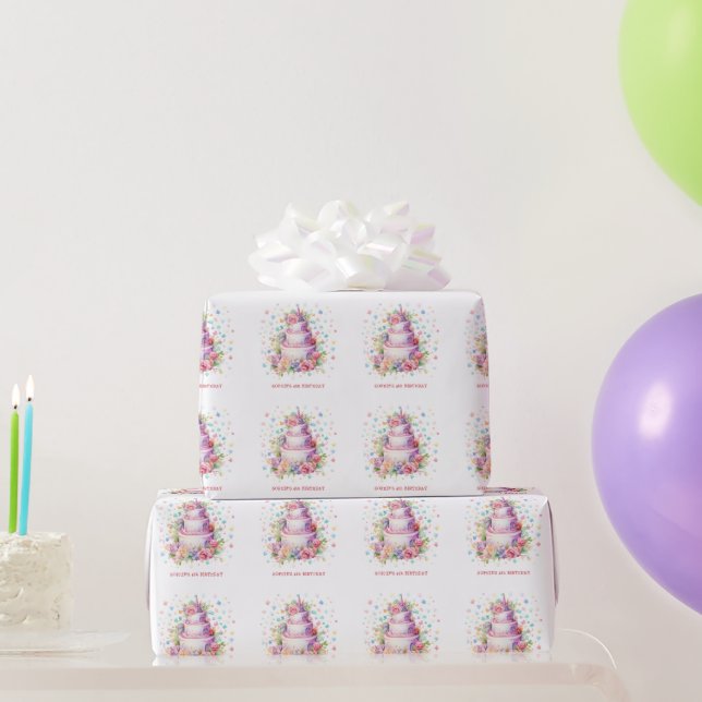 Papel De Regalo Pastel Cumpleaños (Regalos de fiesta)
