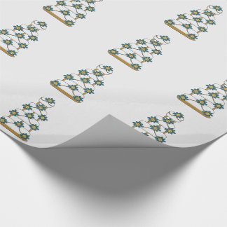 Papel De Regalo Pastel de boda en Verde azulado y oro en blanco