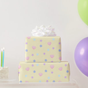 Papel De Regalo Pastel de conchas y perlas en Chiffon limón
