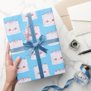 Papel De Regalo Pastel de cumpleaños con espoleta de espuma blanca