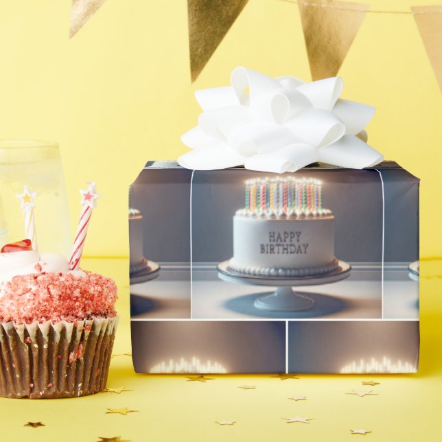 Papel De Regalo Pastel de cumpleaños con muchas velas (Fiesta de cumpleaños )