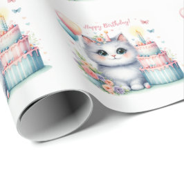 Papel De Regalo Pastel de cumpleaños de Pastel Kitten - Cumpleaños
