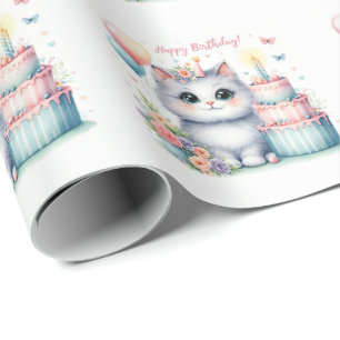 Papel De Regalo Pastel de cumpleaños de Pastel Kitten - Cumpleaños