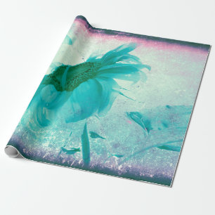 Papel De Regalo Pastel de girasol Amarillo Verde azulado Vintage A