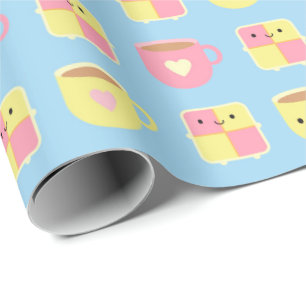 Papel De Regalo Pastel de Kawaii Battenberg y Copa de Té