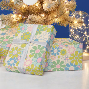 Papel De Regalo Pastel de luz de patrón floral retro de bonito
