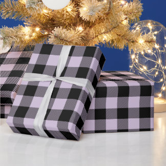 Papel De Regalo Pastel de Navidad Cuadro Búfalo Morado y Negro