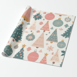 Papel De Regalo Pastel de Ornamentos de Árbol de Navidad