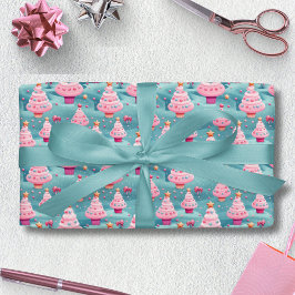 Papel De Regalo Pastel de pasteles de Navidad Árboles de Navidad
