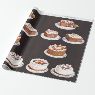 Papel De Regalo Pastel de postre de época helado retro 