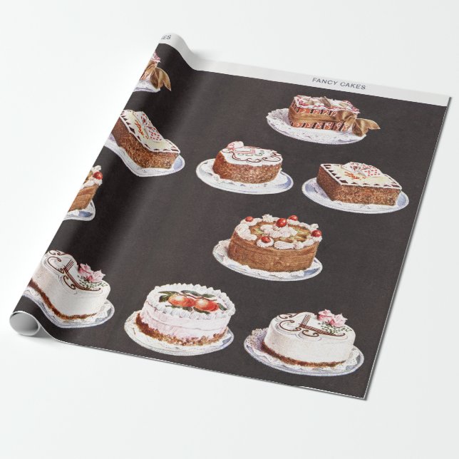 Papel De Regalo Pastel de postre de época helado retro (Desenrollado)