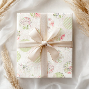 Papel De Regalo Pastel de Primavera Verde Rosa Shabby Floral