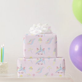 Papel De Regalo Pastel de unicornio arcoiris