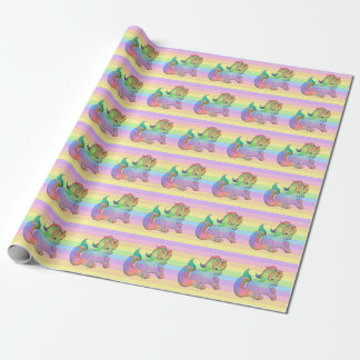 Papel De Regalo Pastel de unicornio arcoiris rayado