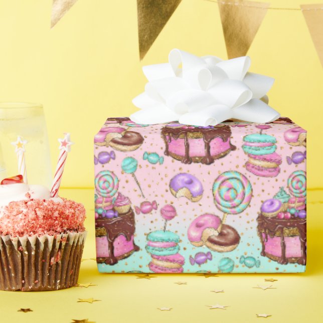 Papel De Regalo Pastel Fiesta Sweets Cumpleaños (Fiesta de cumpleaños )